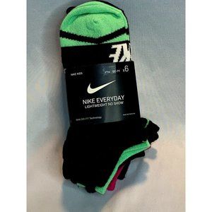 Nike Youth Everyday Lightweight No Show Socks Size 5Y-7Y * 6 pk